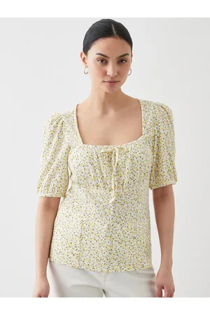 Dorothy Perkins Petite Floral Print Puff Sleeve Empire Top