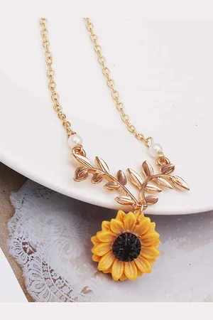 FIMBUL Gold-Plated Sunflower Leaf Antique Necklace