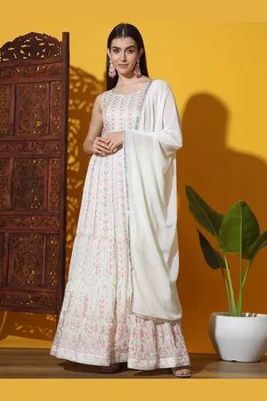Chhabra 555 Embroidered Georgette Maxi Ethnic Dresses With Dupatta