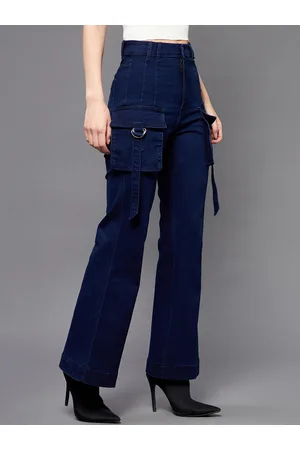 Miss Chase Women Blue Bootcut High-Rise Clean Look Stretchable Jeans