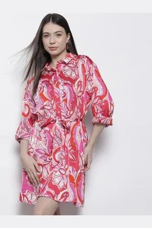 Boohoo Printed Satin Shirt Dress