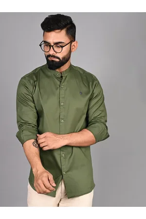 FUBAR Slim Fit Band Collar Long Sleeves Casual Shirt
