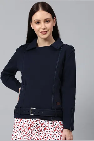 Campus Women Navy Blue Windcheater Outdoor Tailored Jacket