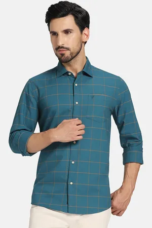 Blackberrys India Slim Checked Spread Collar Pure Cotton Casual Shirt