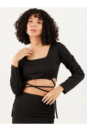 ATHENA Square Neck Ribbed Fitted Crop Top