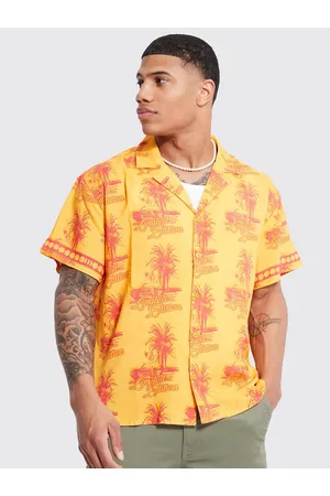 Boohoo Boxy Palm Printed Casual Shirt