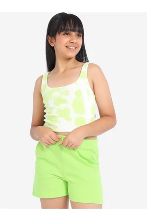 BONKIDS Girls Skinny Fit Mid Rise Cotton Shorts