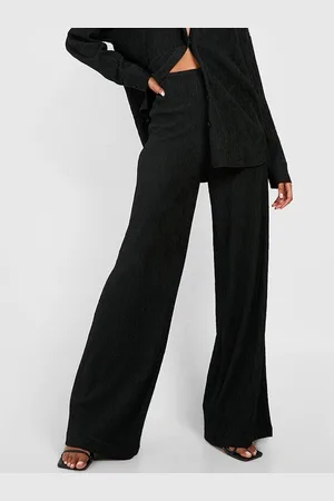 Boohoo Crinkled Relaxed Fit Wide Leg Trousers