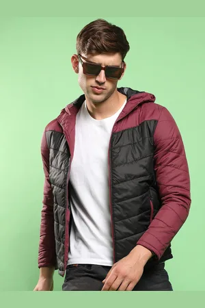 Campus Micro Checked Windcheater Hooded Padded Jacket