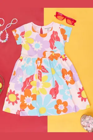 Pantaloons Girls Floral Printed Fit & Flare Cotton Dress