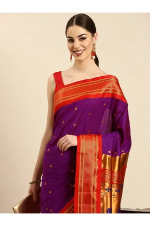 Varkala Silk Sarees Ethnic Motifs Zari Silk Blend Handloom Paithani Saree