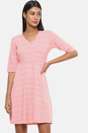 Campus Pink Striped Empire Dress
