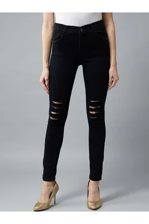 BAESD Women Slim Fit High Rise Mild Distressed Ripped Denim Stretchable Jeans