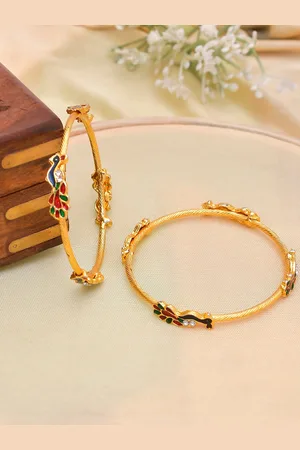 Shoshaa Set Of 2 Gold-Plated Stone-Studded Bangles