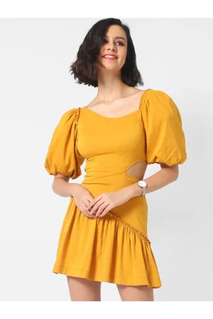 Campus Mustard Yellow Cotton Mini Dress
