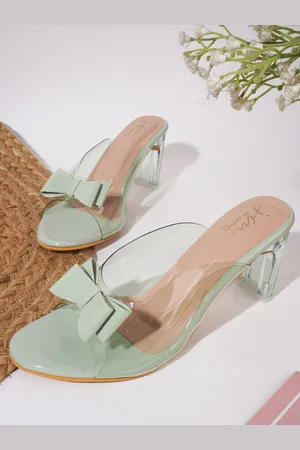 JM Looks Bow Detail Block Heel Mules