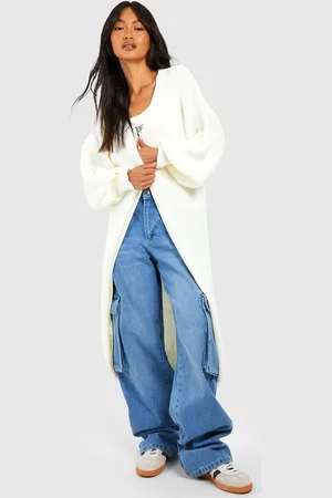 Boohoo Women Acrylic Front Open Longline Cardigan