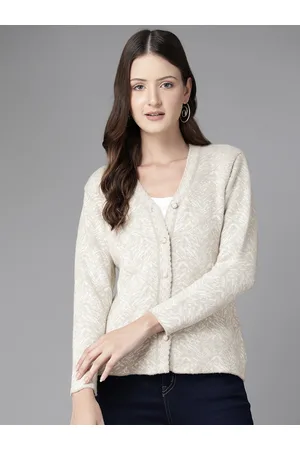 Cayman Women Self Design Woollen Cardigan