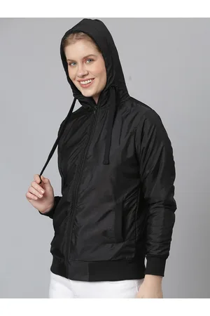 Campus Women Black Windcheater Bomber Jacket