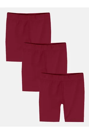 KiddoPanti Pack Of 3 Girls Mid-Rise Sports Shorts