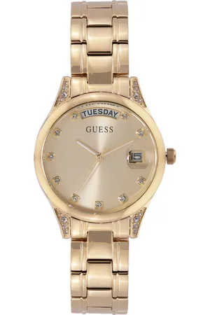 Guess Women MINI AURA Gold-Toned Dial & Gold Toned Analogue Multi Function Watch GW0385L2