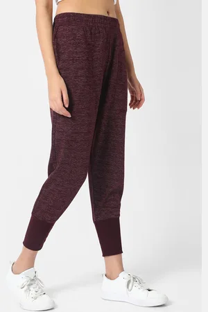 Campus Women Maroon Solid Cotton Joggers