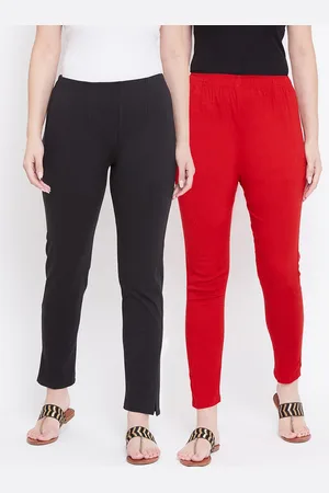 Castle Women Pack of 2 Red & Black Regular Fit Solid Trousers