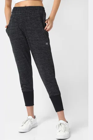 Campus Women Charcoal Grey Solid Cotton Joggers