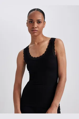 DeFacto Lace Inserted Scoop Neck Tank Top
