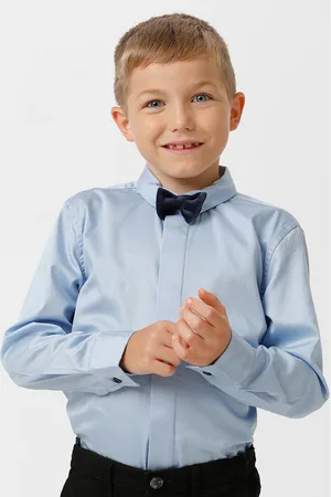 KATE & OSCAR Boys Smart Cutaway Collar Party Shirt With Bow