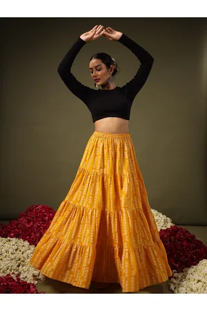 anayna Floral Printed Tiered Flared Maxi Skirt