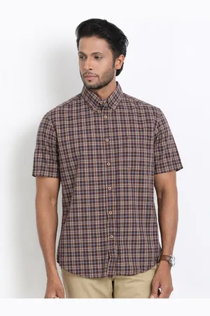 Buy INDIAN TERRAIN Indigo Mens Slim Collar Check Casual Shirt