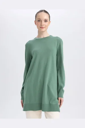 DeFacto Women Acrylic Pullover Longline Sweatshirt