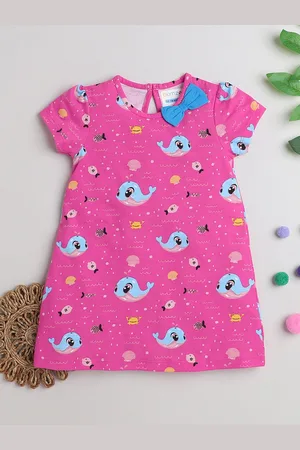 BUMZEE Girls Conversational Printed Cotton A-Line Dress