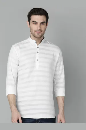 FUBAR Men White Slim Fit Horizontal Stripes Opaque Striped Party Shirt