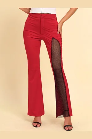 LULU & SKY Women Flared High-Rise Trousers