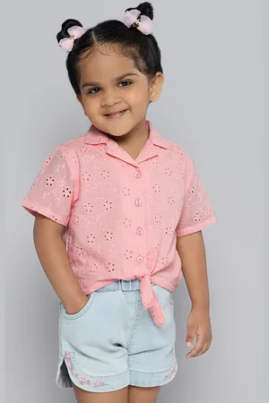HERE&NOW Girls Pure Cotton Schiffi Shirt Style Top