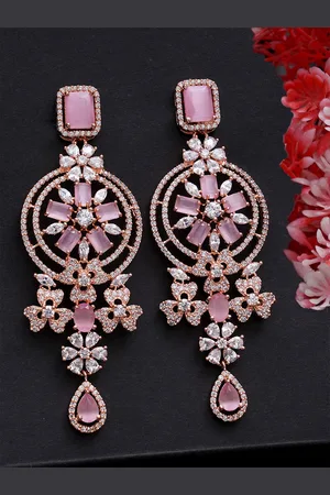 karatcart Pink Classic Drop Earrings