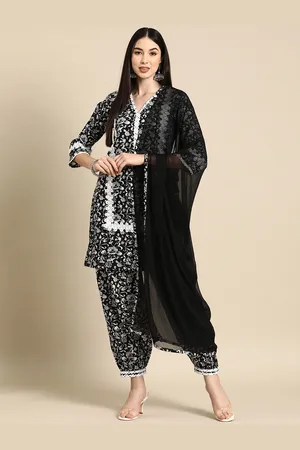 anayna Floral Printed Pure Cotton Kurti With Dhoti Pants & Dupatta