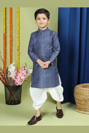 TABARD Boys Bandhani Printed Pure Cotton Kurta With Dhoti Pants