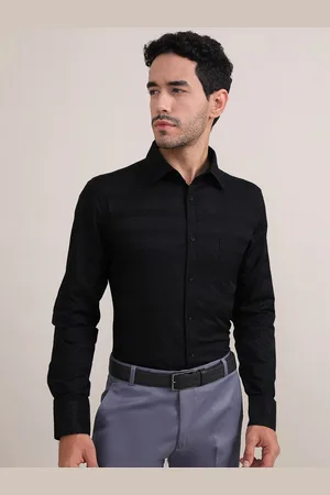LOUIS STITCH Comfort Micro Ditsy Printed Spread Collar Chest Pocket Cotton Formal Shirt