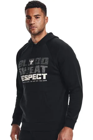Under Armour UA Project Rock Rival Typography Printed Fleece Hooded Sweatshirt