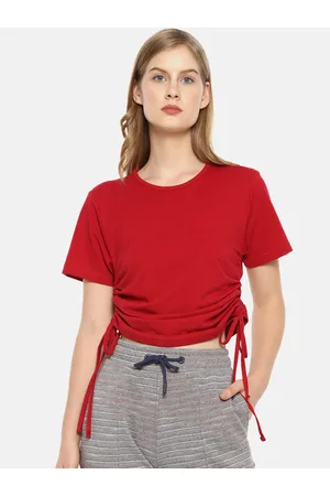 Campus Red Pure Cotton Regular Crop Top