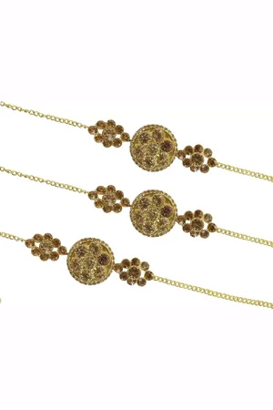 NMII Men Set Of 3 Gold Plated Zircon Gemstone-studded Rakhi