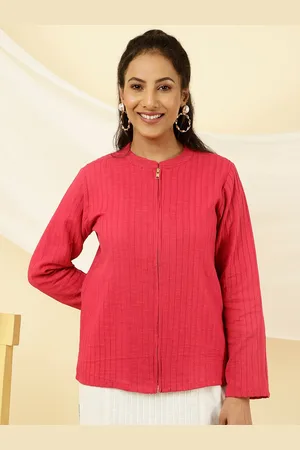 Jaipur Striped Mandarin Collar Cotton Tailored Jacket