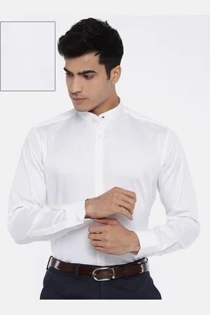 V Dot Men White Slim Fit Solid Formal Shirt