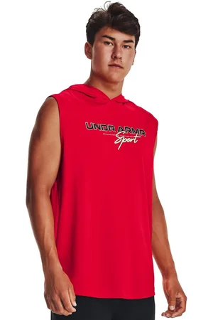 Under Armour Typographic Printed Mesh Sport Sleeveless Relaxed Fit Hooded T-Shirt