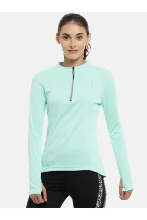 Campus Women Sea Green Solid High Neck T-shirt