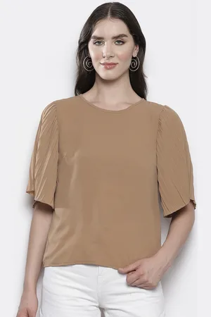 Boohoo Pleated Flutter Sleeve Top