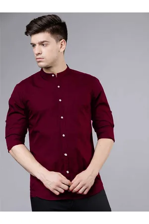 FUBAR Men Maroon Slim Fit Opaque Casual Shirt